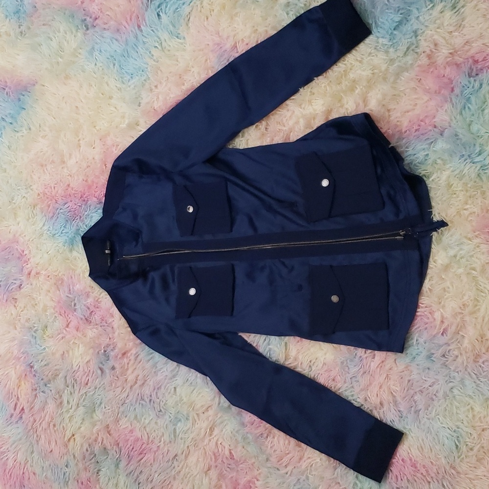 White House Black Market silk blue jacket
